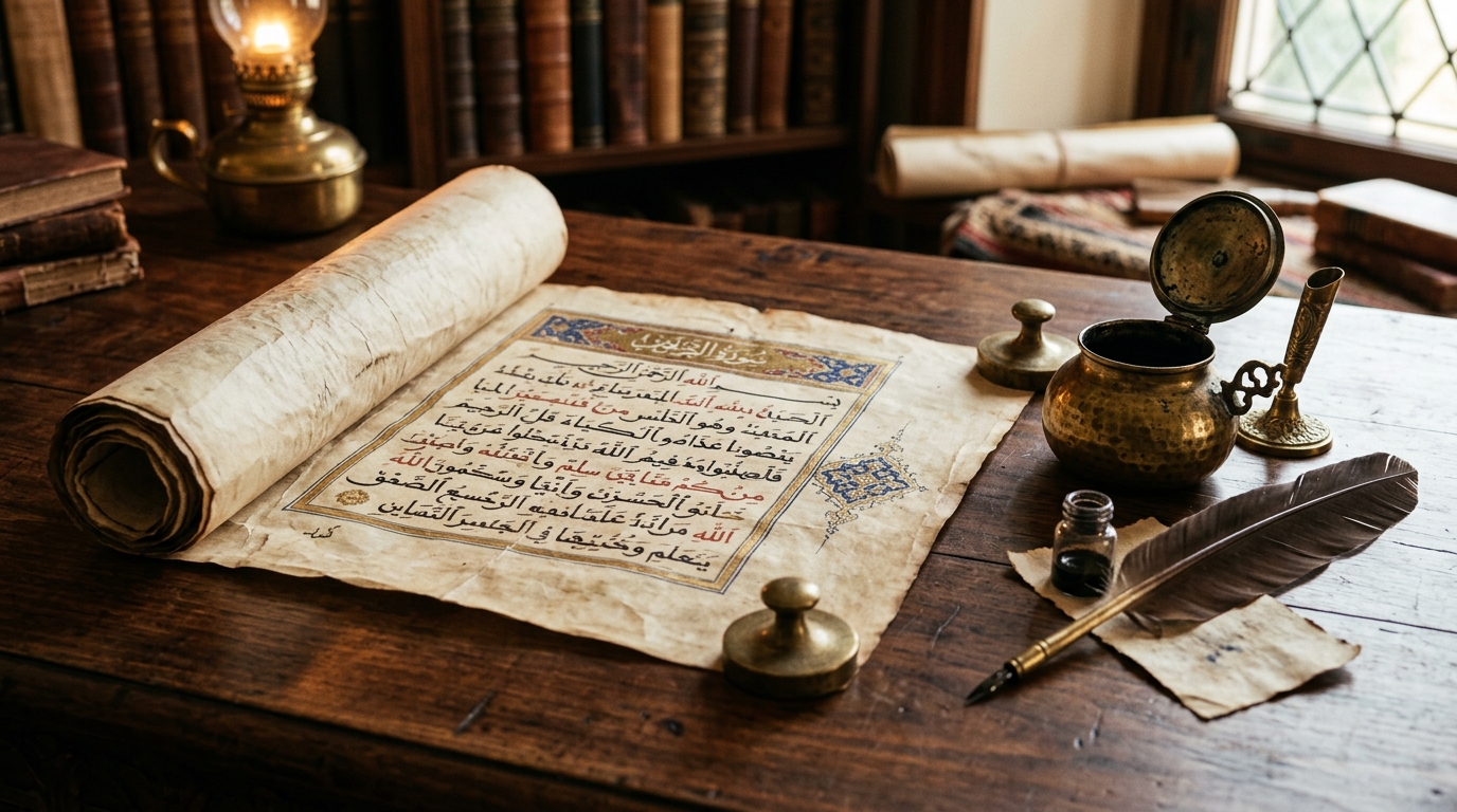 Classical Arabic scroll and writing tools